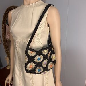 The Sak small brown Floral Patch Crochet Bag Purse